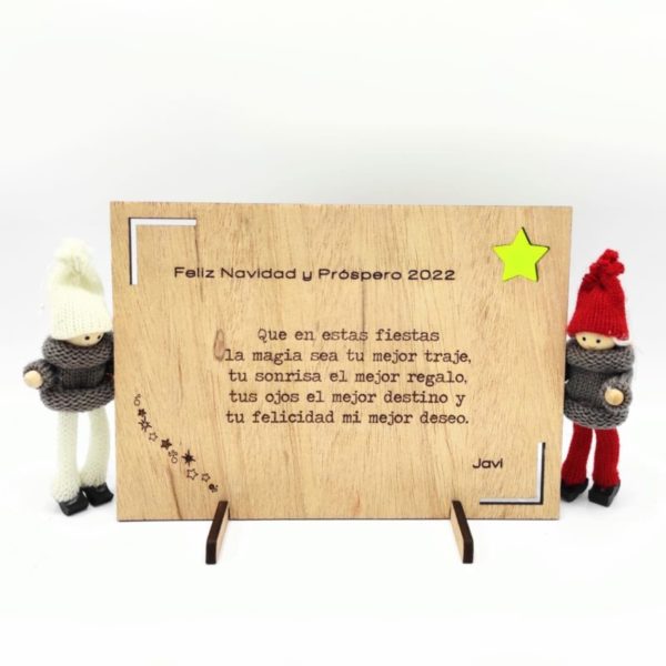 postal navidad madera